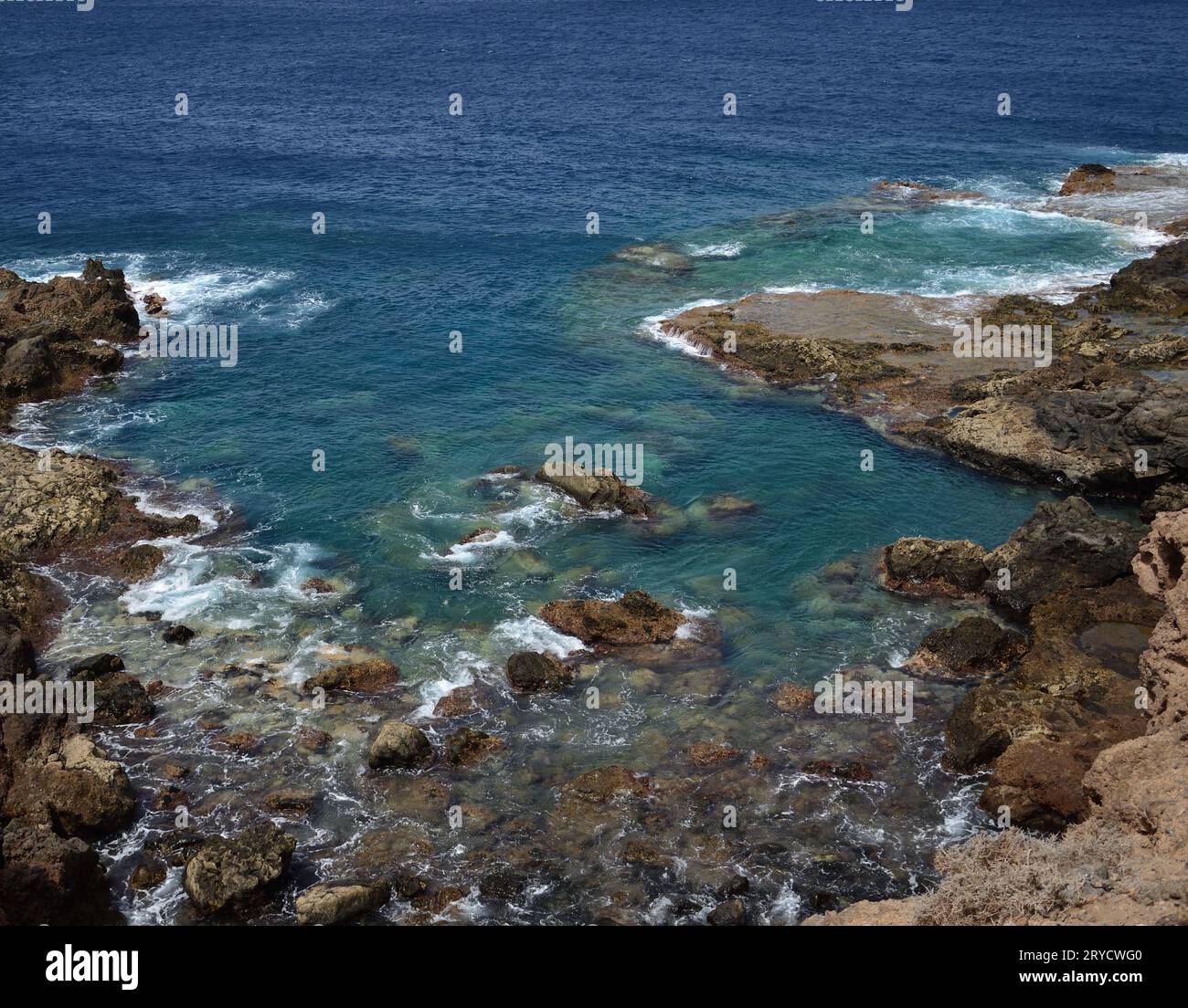 Wunderschöner wilder Strand, Küste nordwestlich von Gran Canaria, Galdar, Kanarische Inseln, Spanien Stockfoto