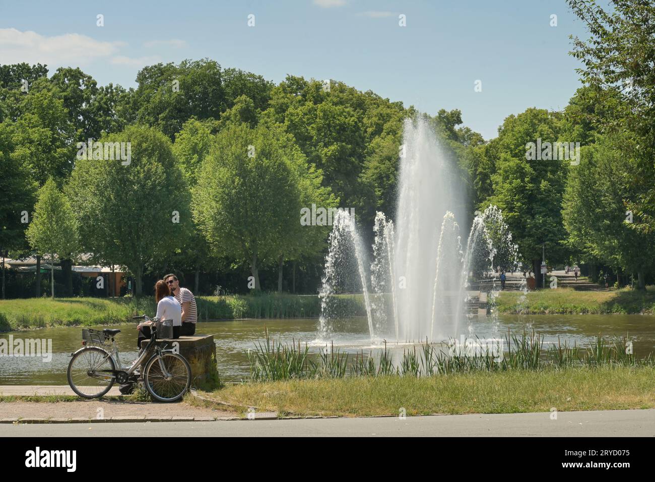 Fontäne, Clara-Zetkin-Park, Leipzig, Sachsen, Deutschland Stockfoto