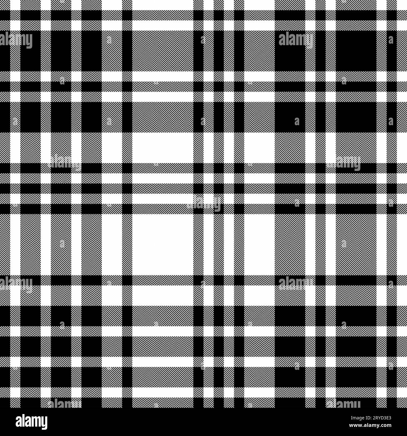 Überprüfen Sie den textilen Vektor des karierten Stoffhintergrunds mit einem nahtlosen Texturmuster aus Tartan in weiß und Schwarz. Stock Vektor