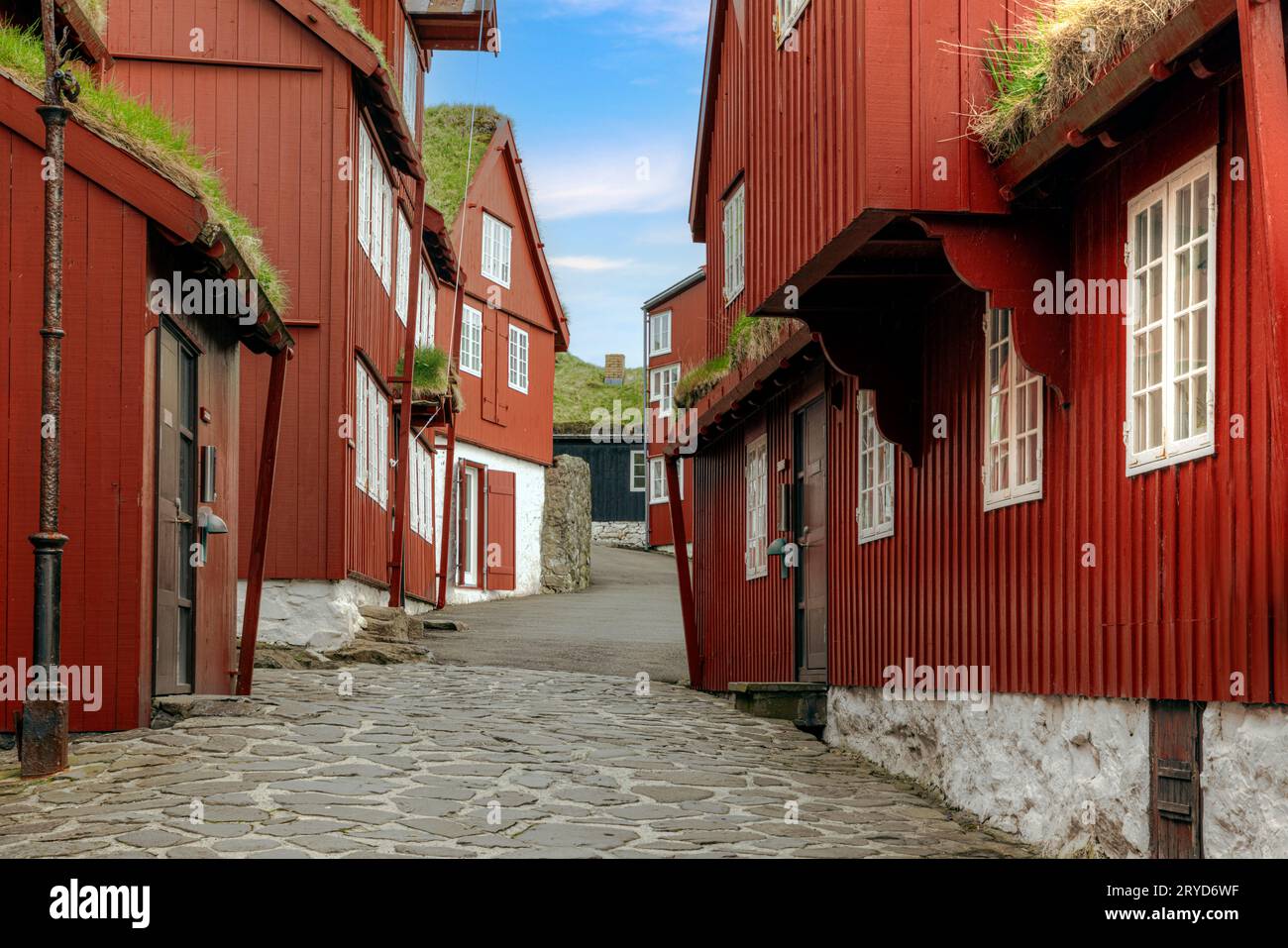 Torshavn und die parlamentsgebäude in Tinganes auf den Färöern Stockfoto