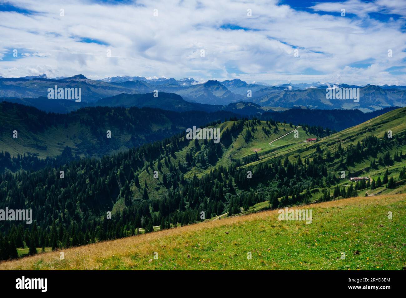 Wandern auf der Nagelfluhkette in den deutschen alpen Stockfoto