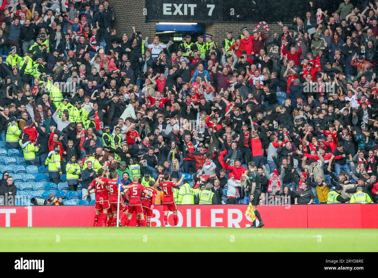 30. September 23. Glasgow, Großbritannien. Der Rangers FC spielt Aberdeen FC im Ibrox Stadium, in seinem vierten Spiel in 10 Tagen. Die Rangers brauchen die 3 Punkte, um in der Nähe der Spitze der Liga zu bleiben, aber die erste Mannschaft ist erschöpft, weil eine Reihe von Spielern verletzt sind und nicht gespielt werden können. Quelle: Findlay/Alamy Live News Stockfoto