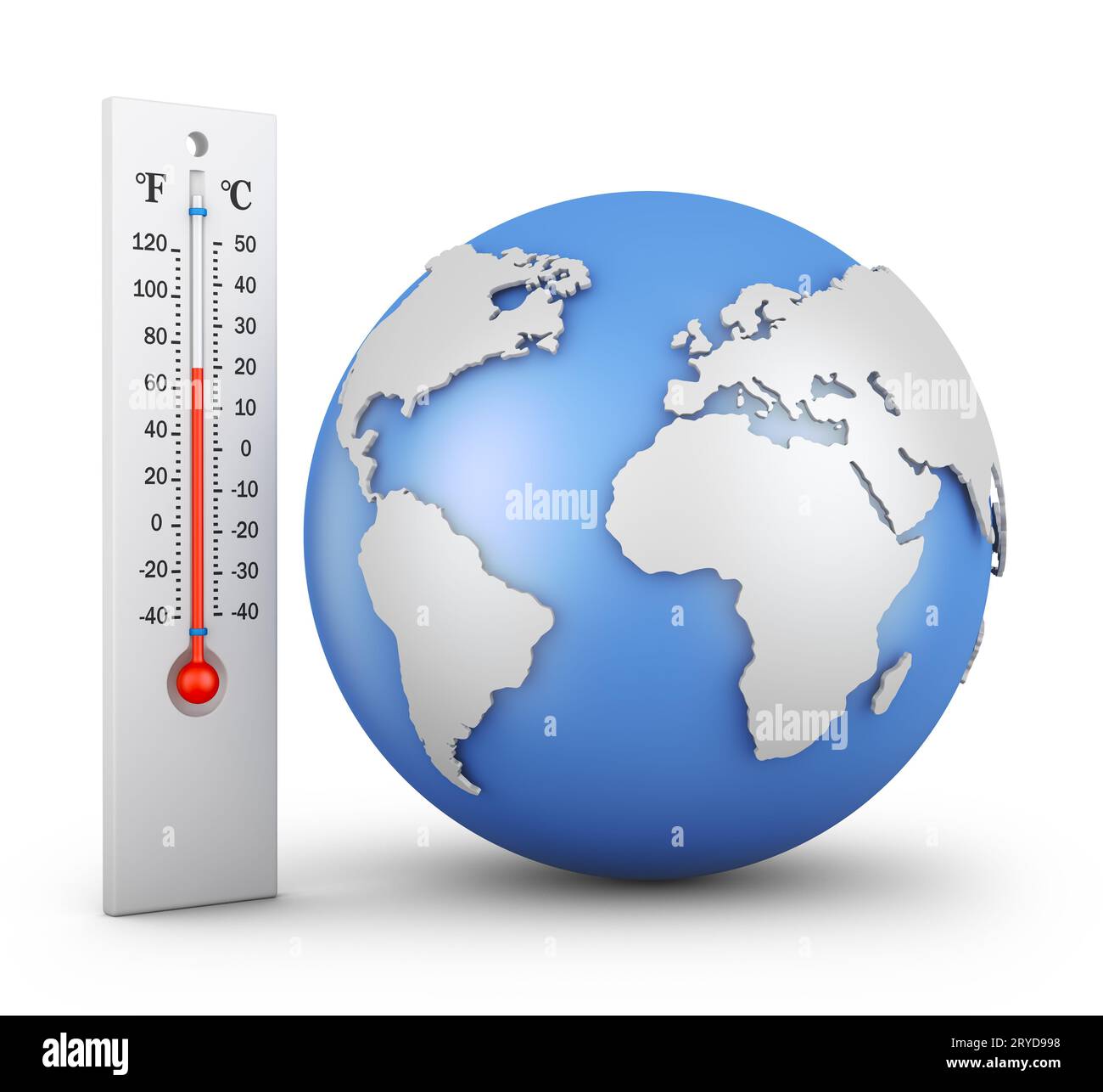 Thermometer und Kugel Stockfoto