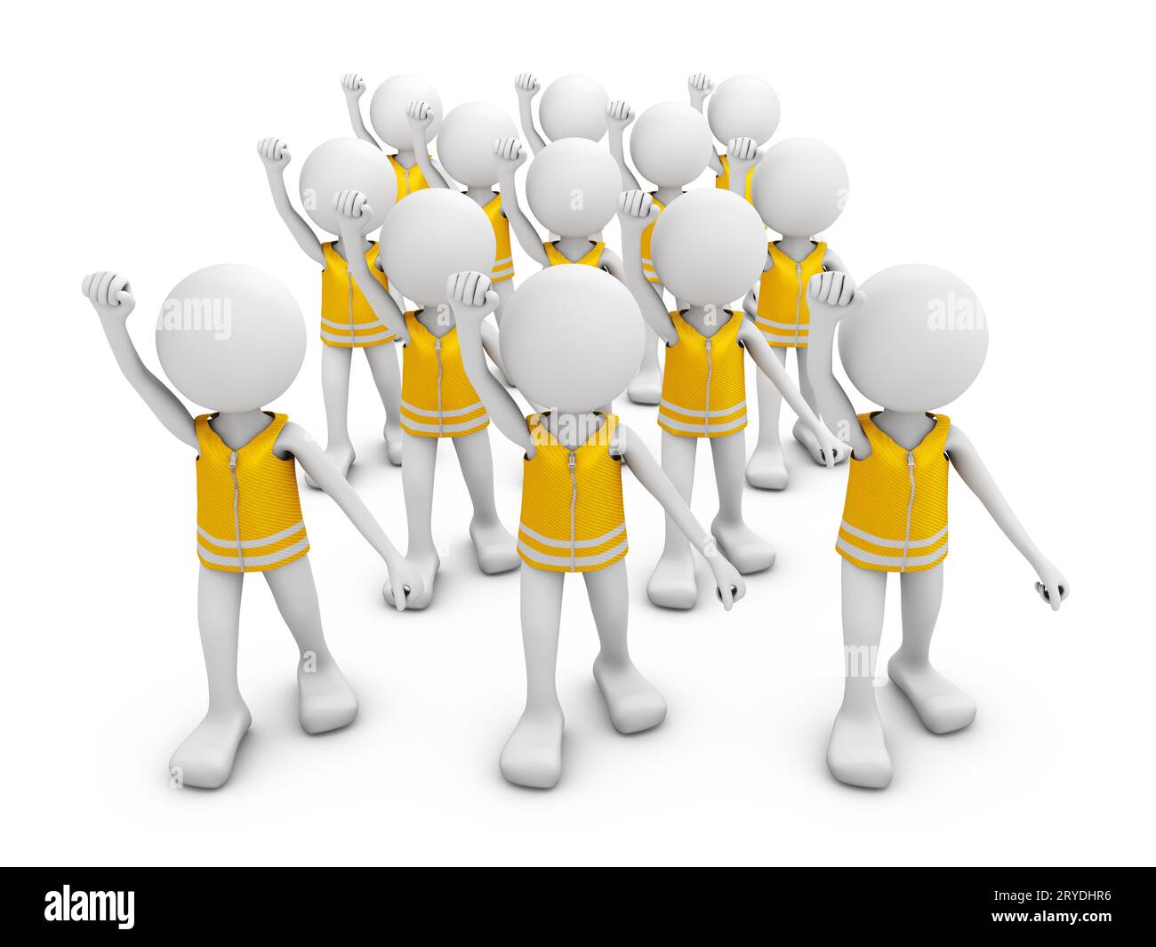 Männer in gelb Stockfoto