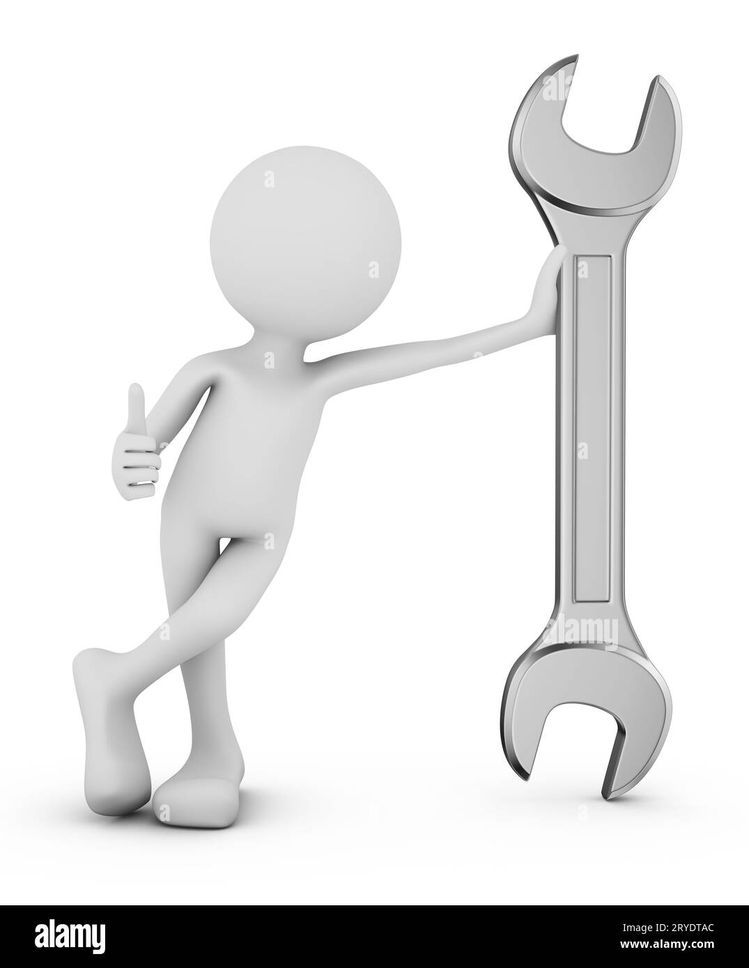 Mann mit Schraubenschlüssel Stockfoto