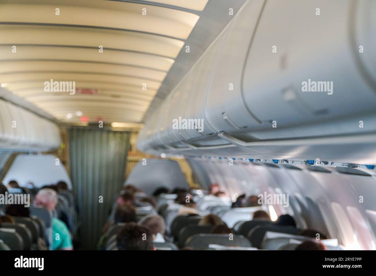 Nahaufnahme der Flugzeugkabine Stockfoto