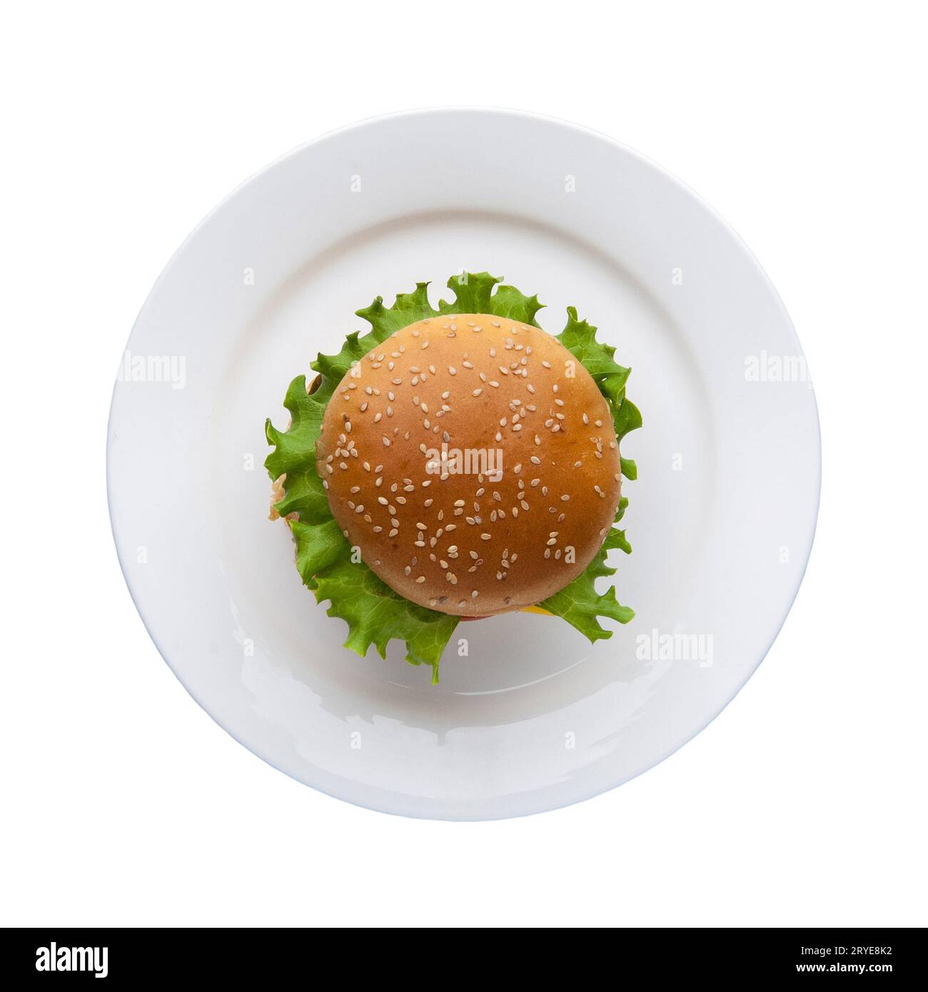 Hamburger auf einem weißen Teller Stockfoto
