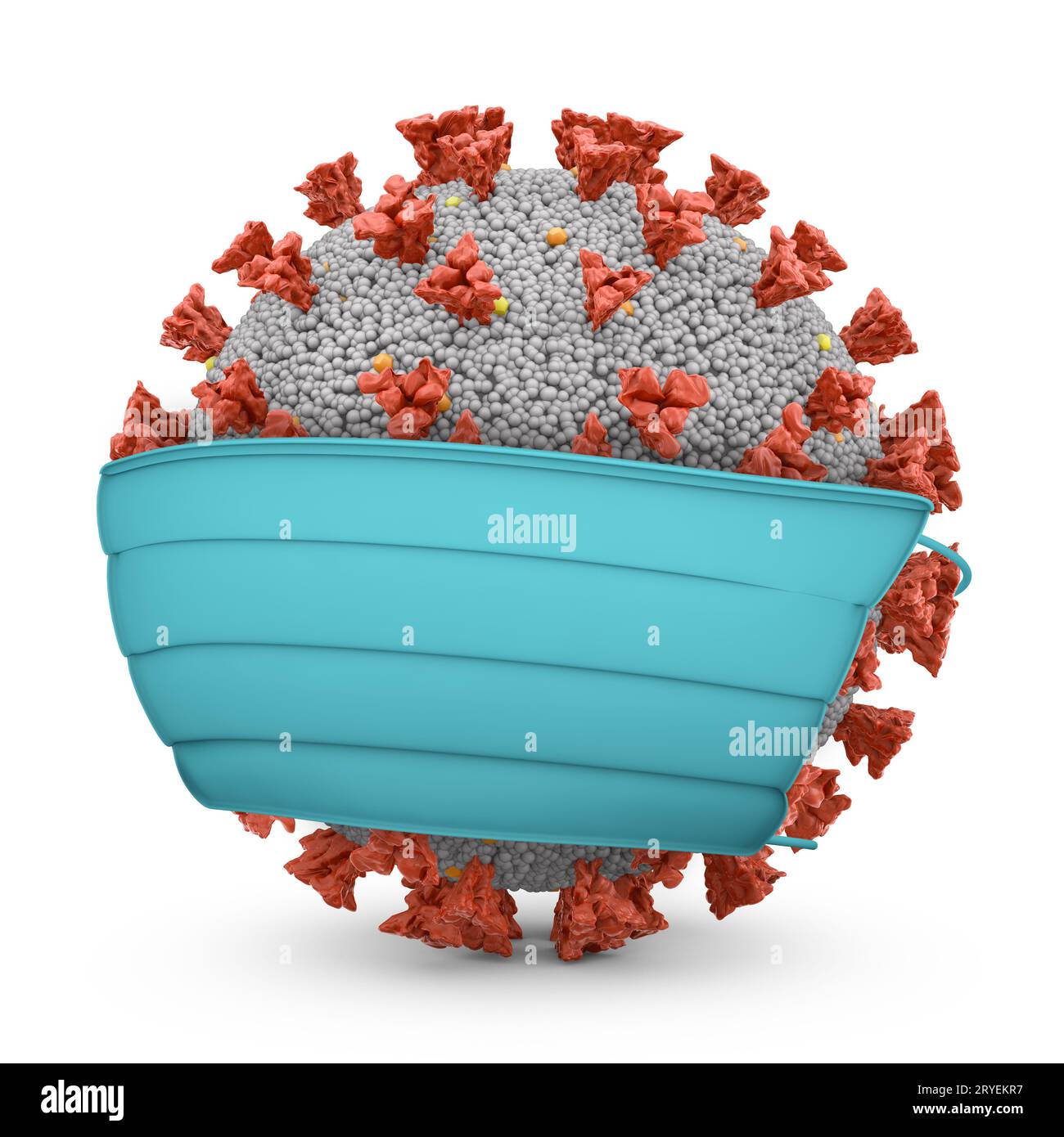 Coronavirus in einer Schutzmaske Stockfoto