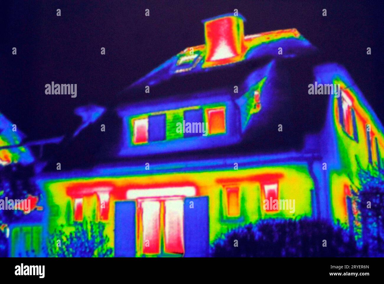 Infrarot-Messung zur Wärmedämmung eines Gebäudes Stockfoto