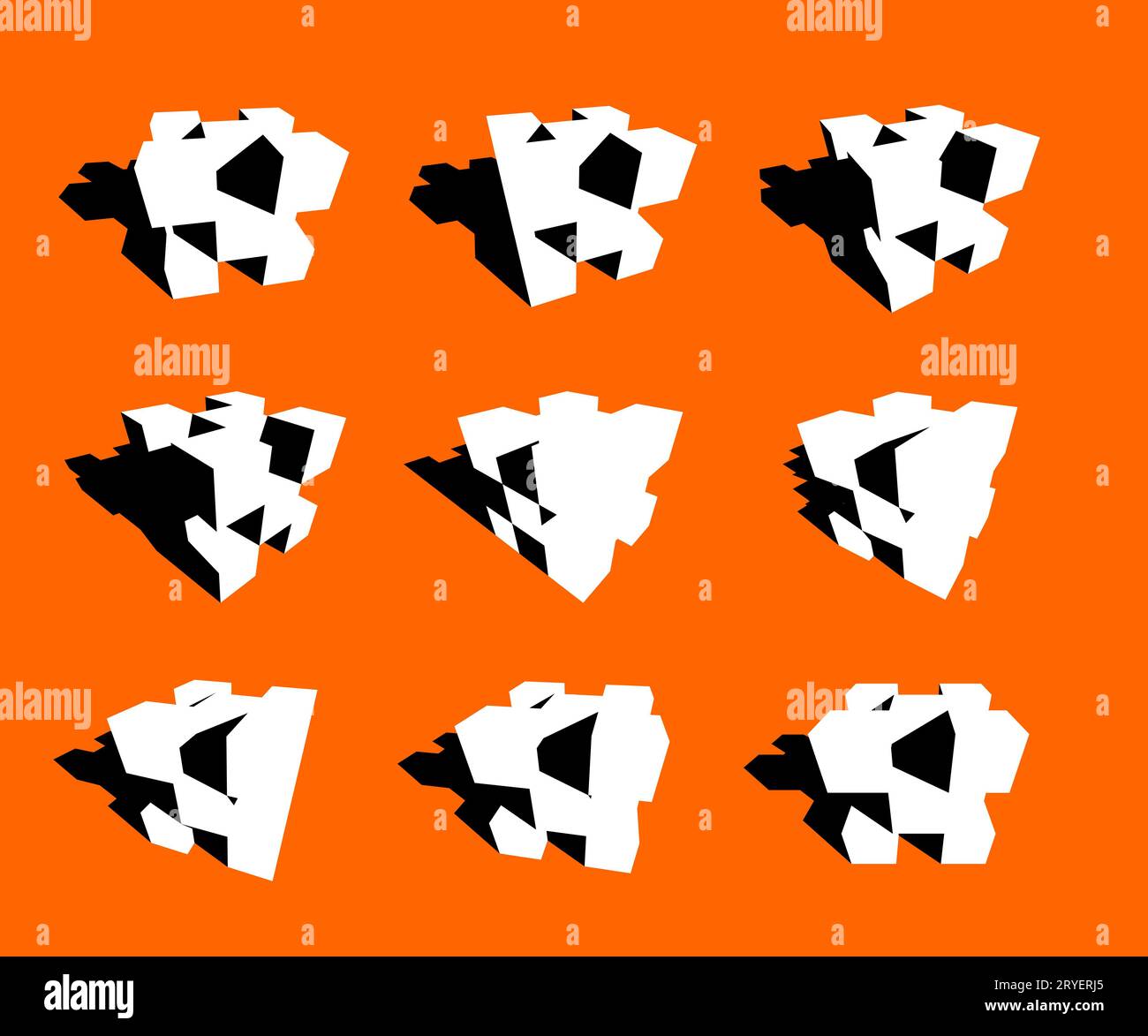 Sammlung abstrakter geometrischer Designelemente, die aus Würfeln bestehen Stockfoto