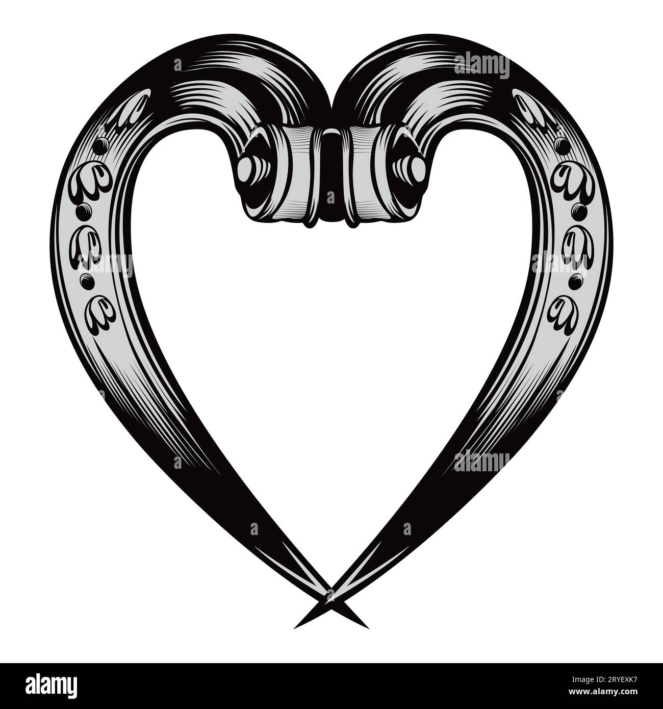 Antike dekorative Herzen Emblem Stockfoto