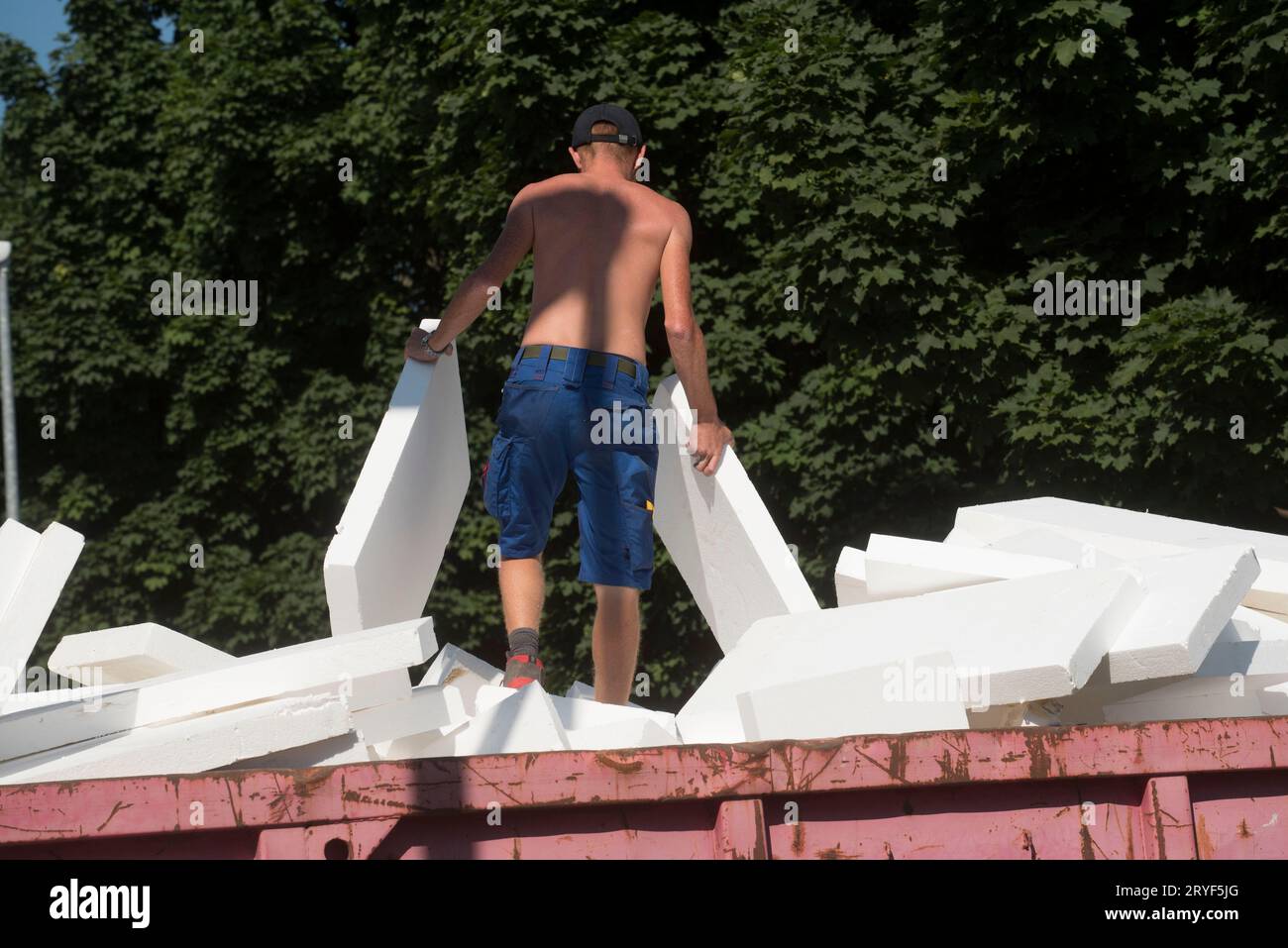 Styroporschaum als Wärmedämmung Stockfoto