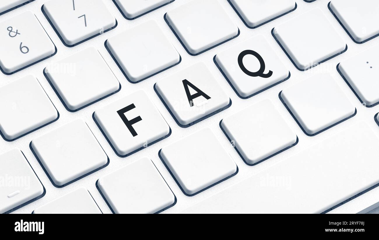 FAQ oder Häufig gestellte Fragen Wort auf modernen Computer-Tastatur Stockfoto