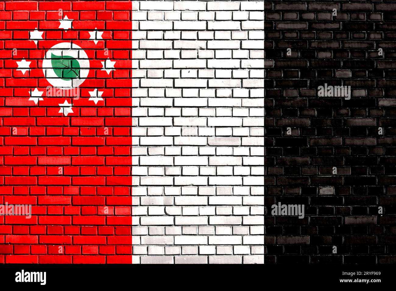 Flagge von Murray Island, Queensland, gemalt auf Ziegelwand Stockfoto