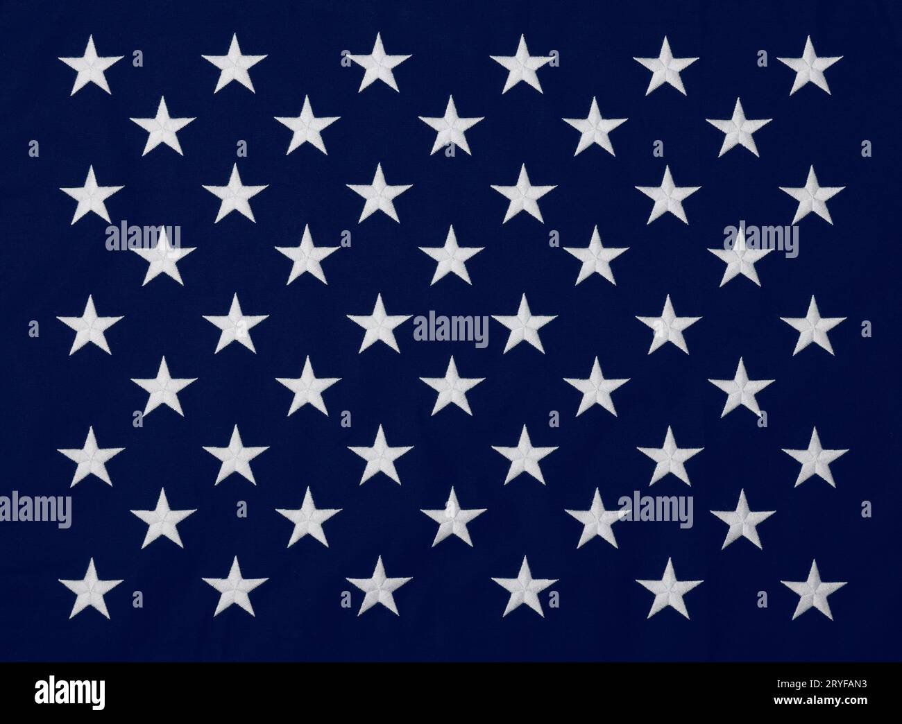 Gestickte Sterne des blauen Kantons der amerikanischen Flagge Stockfoto