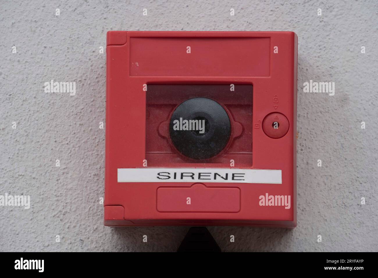 Alarmsignal und Sirene für Warnung Stockfoto