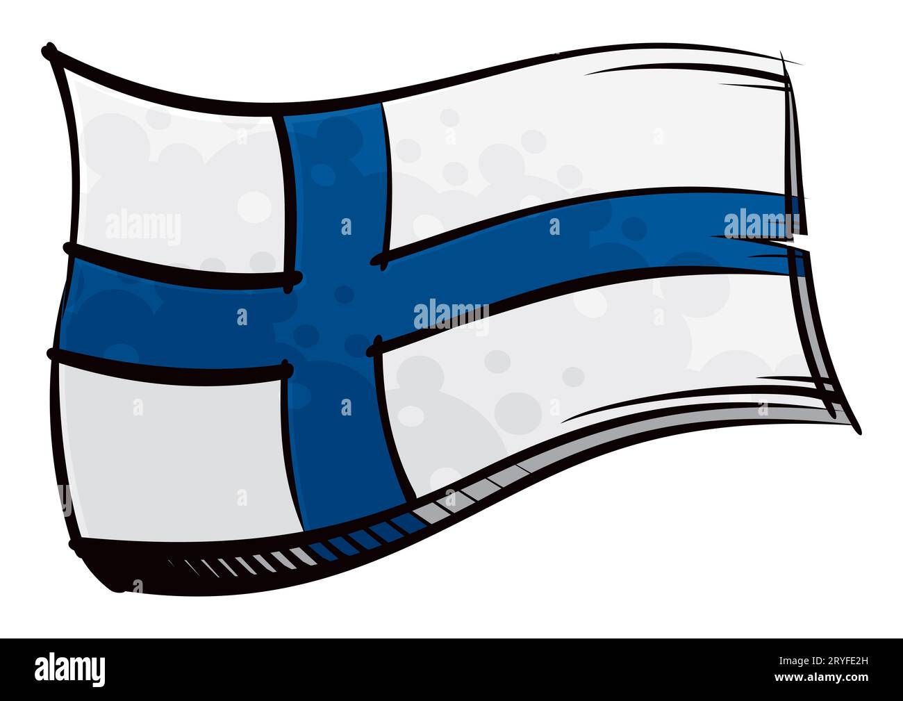 Nationalflagge der Republik Finnland in Graffiti-Farbe Stockfoto