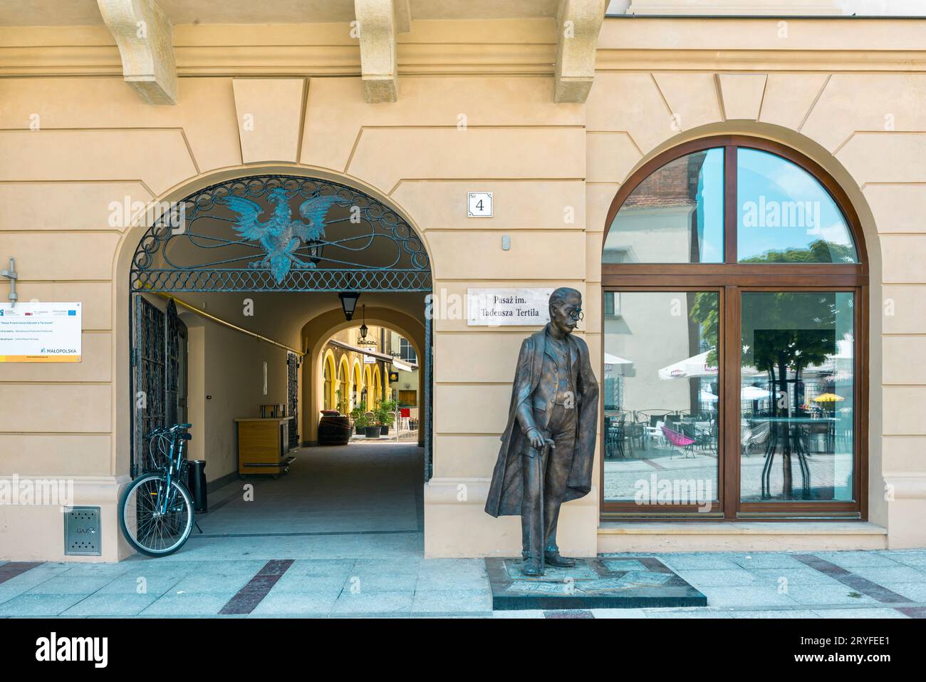 Denkmal für einen der prominentesten Bewohner von Tarnow. Der legendäre Tadeusz Tertil - Bürgermeister von Tarnów 1907-1923. Stockfoto