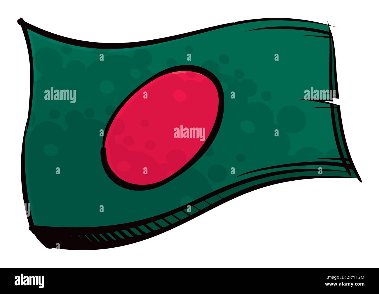 Die Nationalflagge Bangladeschs wurde in Graffiti-Farbe gestaltet Stockfoto