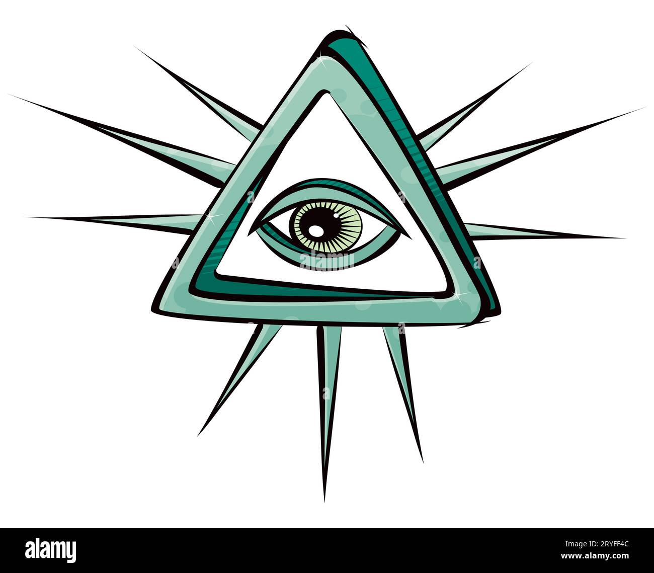 Das Symbol „Auge der Vorsehung“ wurde im Graffiti-Stil erstellt Stockfoto