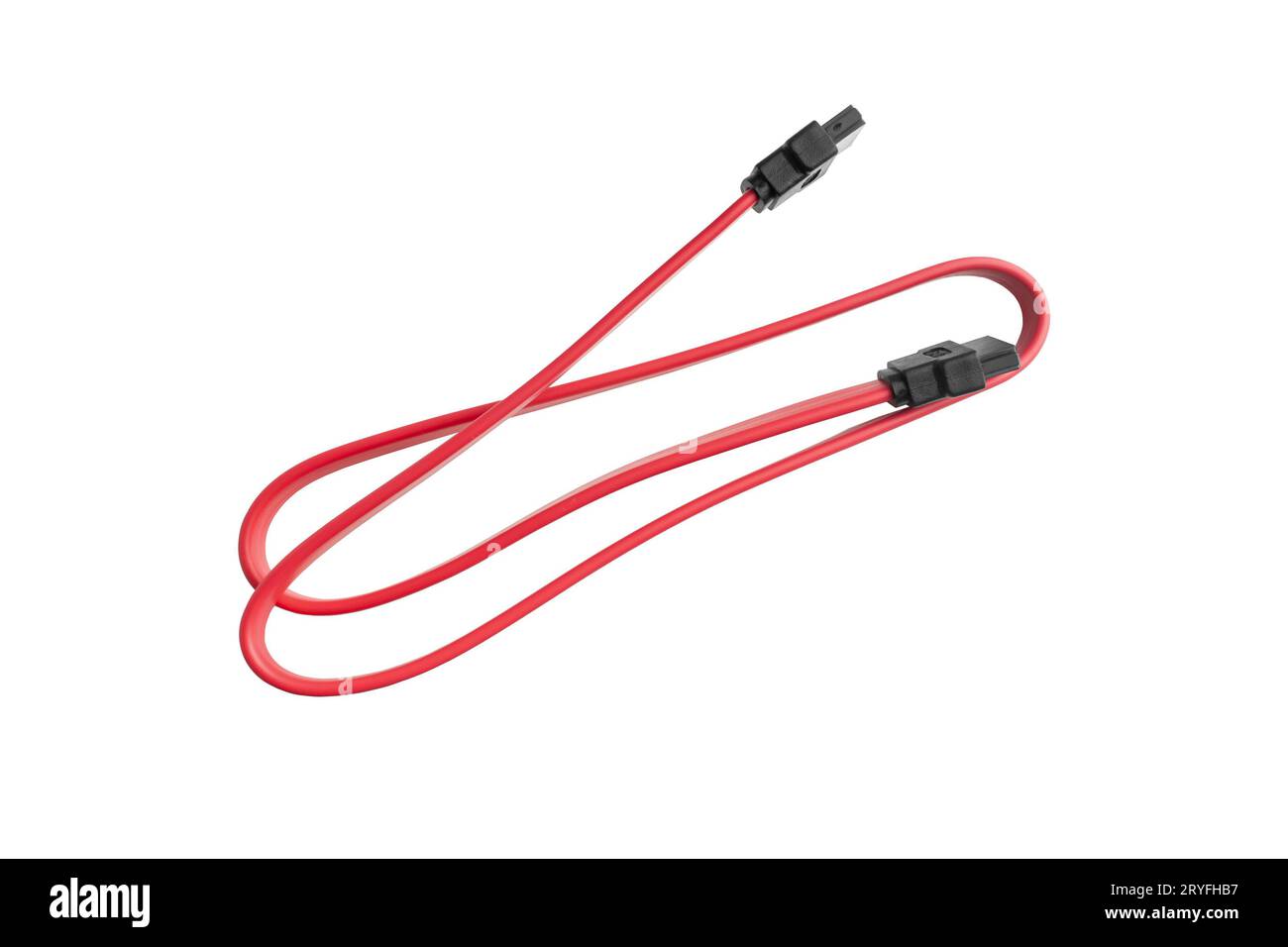 Rotes Datenkabel isoliert auf weißem Hintergrund Stockfoto
