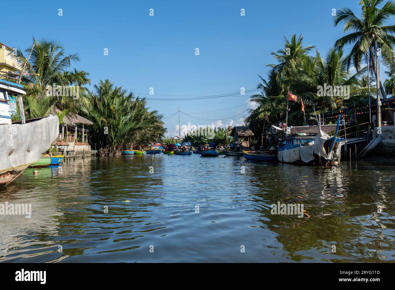 Fahrt mit dem Korbboot im Nipa-Palmenwald Stockfoto