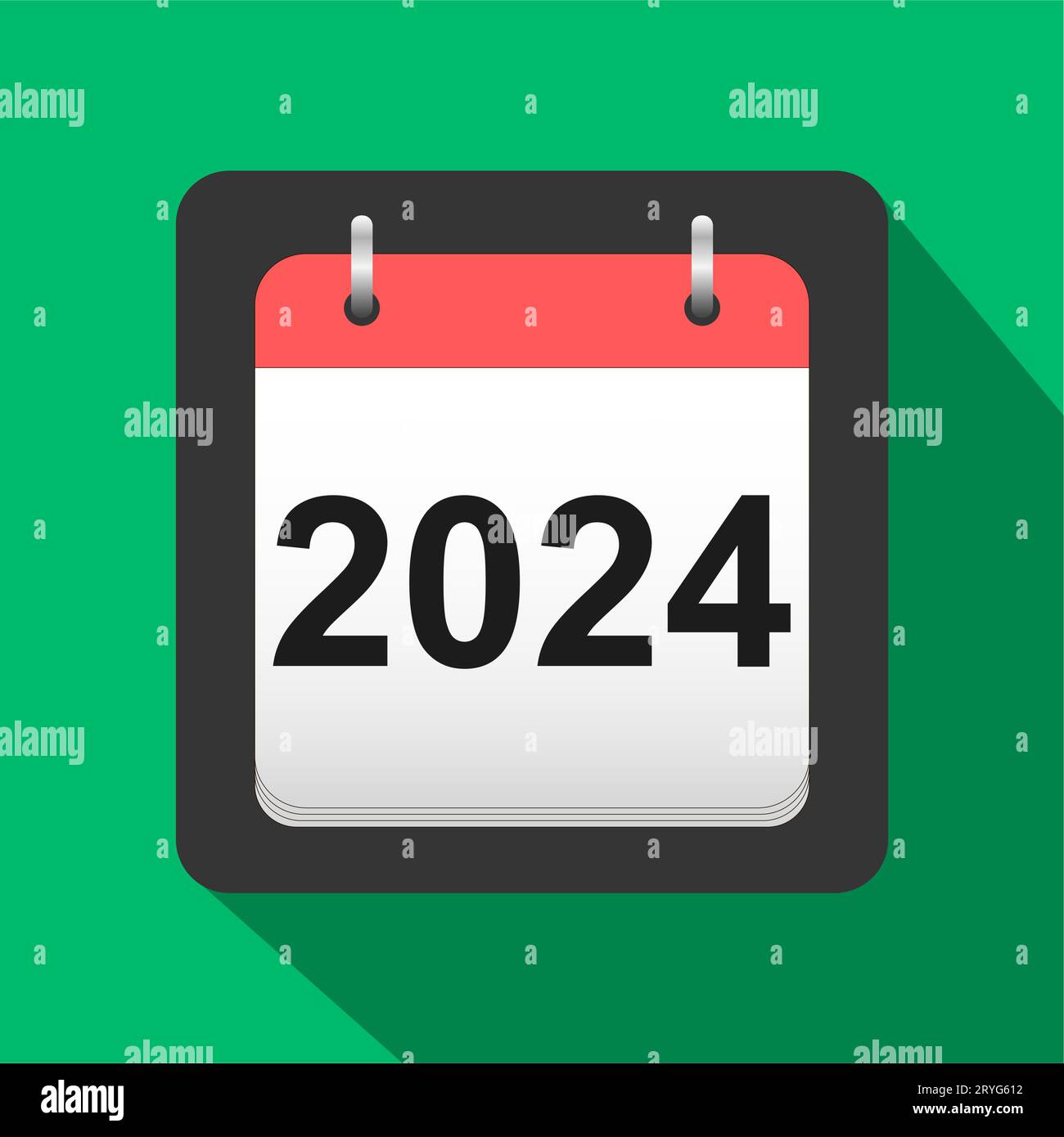 2024 Kalender flach Symbol, 2024 Kalender Deckblatt Neujahr Stock Vektor