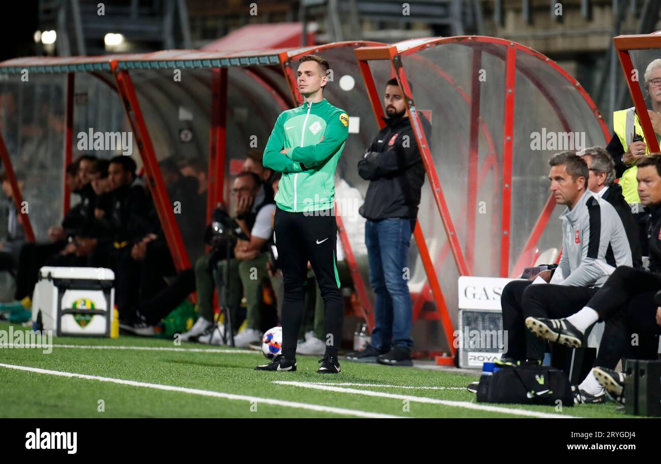 Maastricht, Niederlande. September 2023 29. Steve Janssen, der am 29. September 2023 in Maastricht, Niederlande, das vierte offizielle Spiel der niederländischen Keuken Kampioen Divisie zwischen MVV und ADO den Haag ausgetragen hat Stockfoto