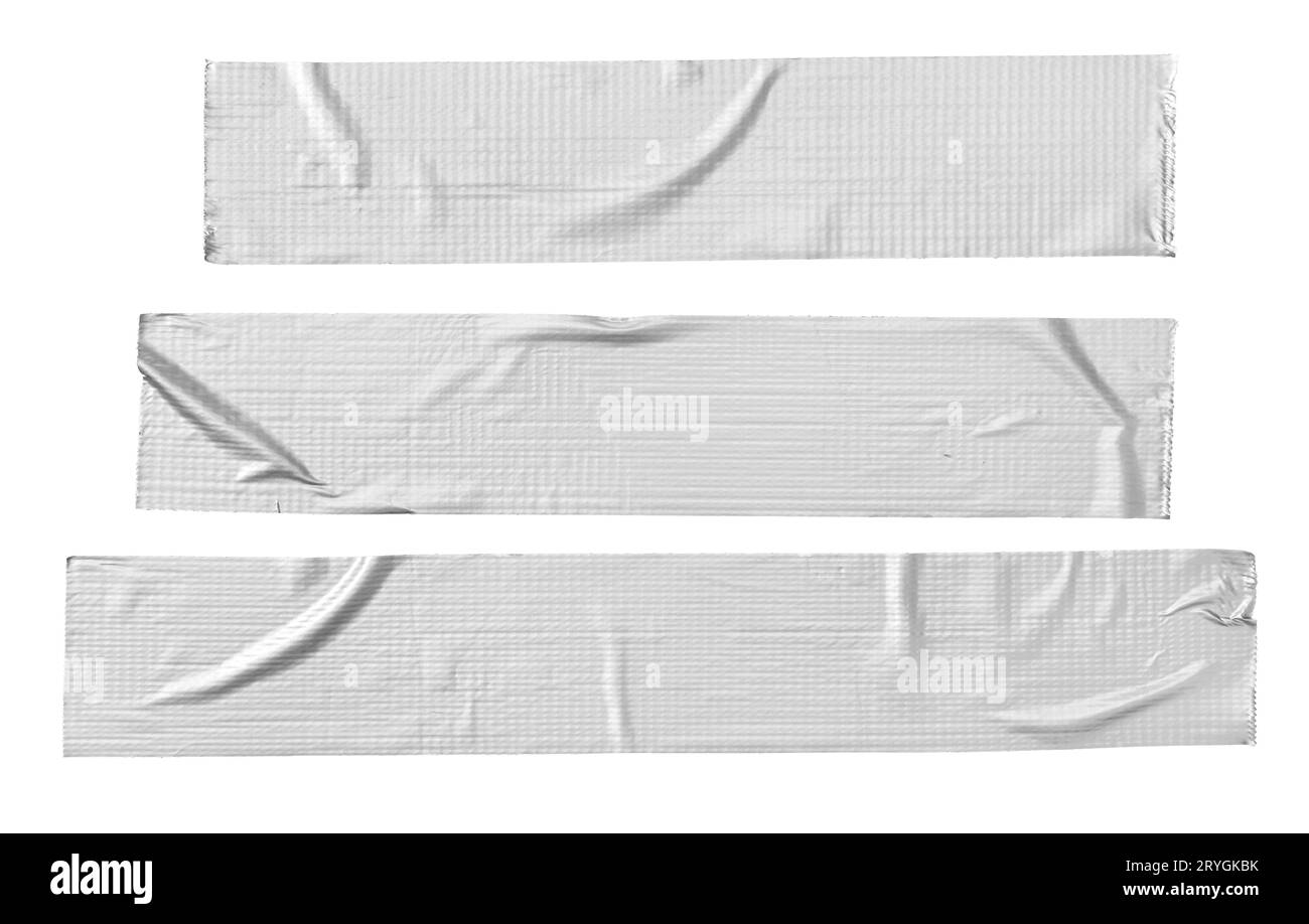 Blankes silbergraues Reparaturband isoliert auf weißem Hintergrund Stockfoto