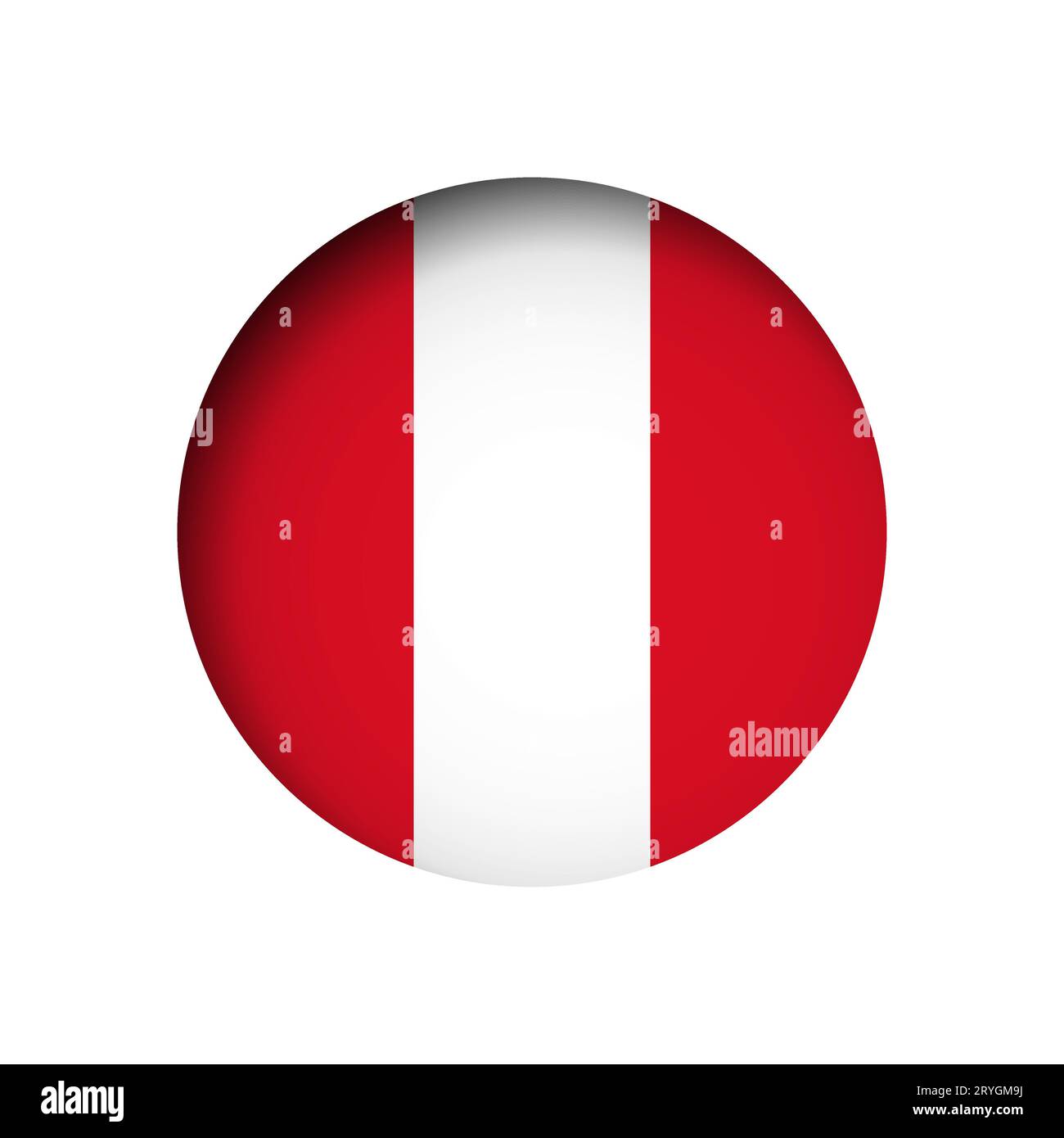 Peru-Flagge - hinter dem kreisförmigen Papierloch mit innerem Schatten. Stock Vektor