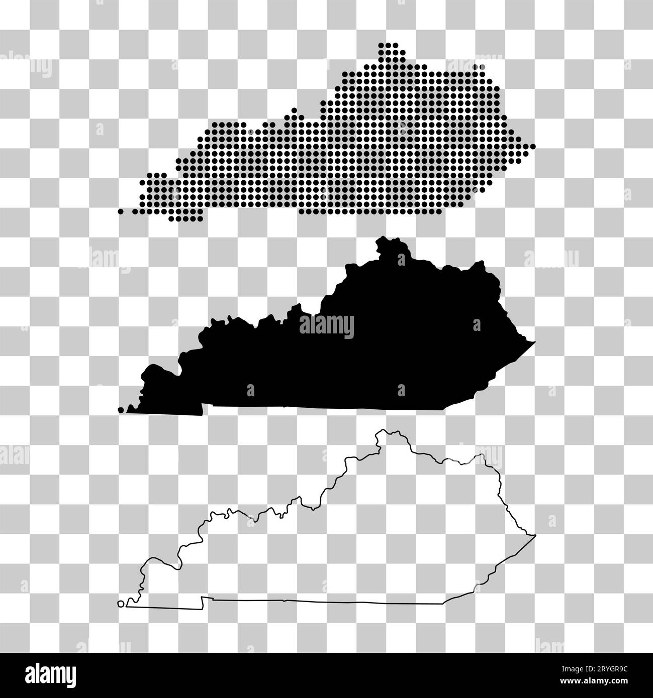 Set von Kentucky MAP, vereinigte Staaten von amerika. Vektordarstellung für Symbole mit flachem Konzept. Stock Vektor