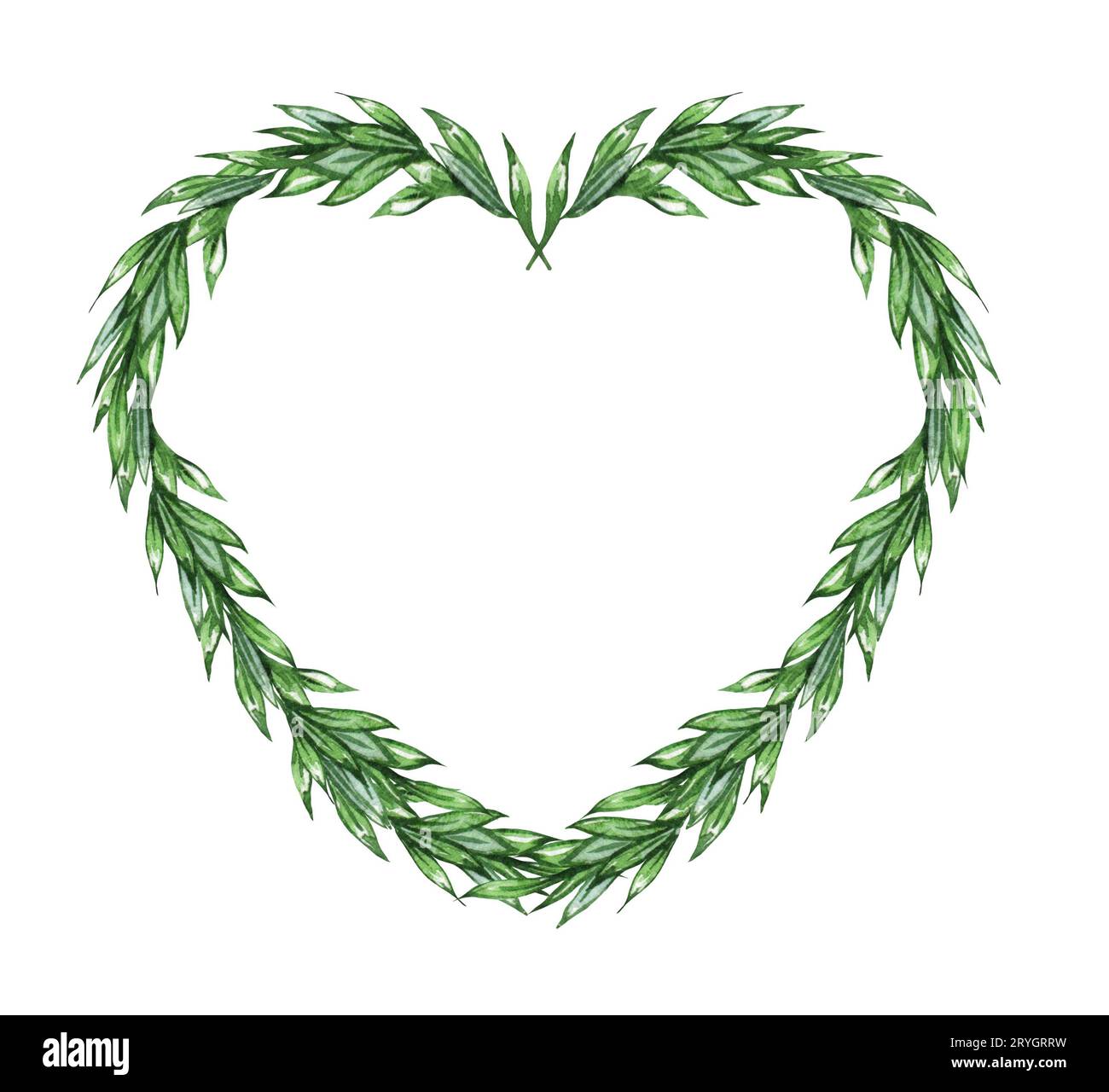 Ich liebe Aquarelleinladungsdesign mit Blättern, Blume. Kranz mit floralen Elementen, botanische Aquarellillustration. Vintage Te Stockfoto