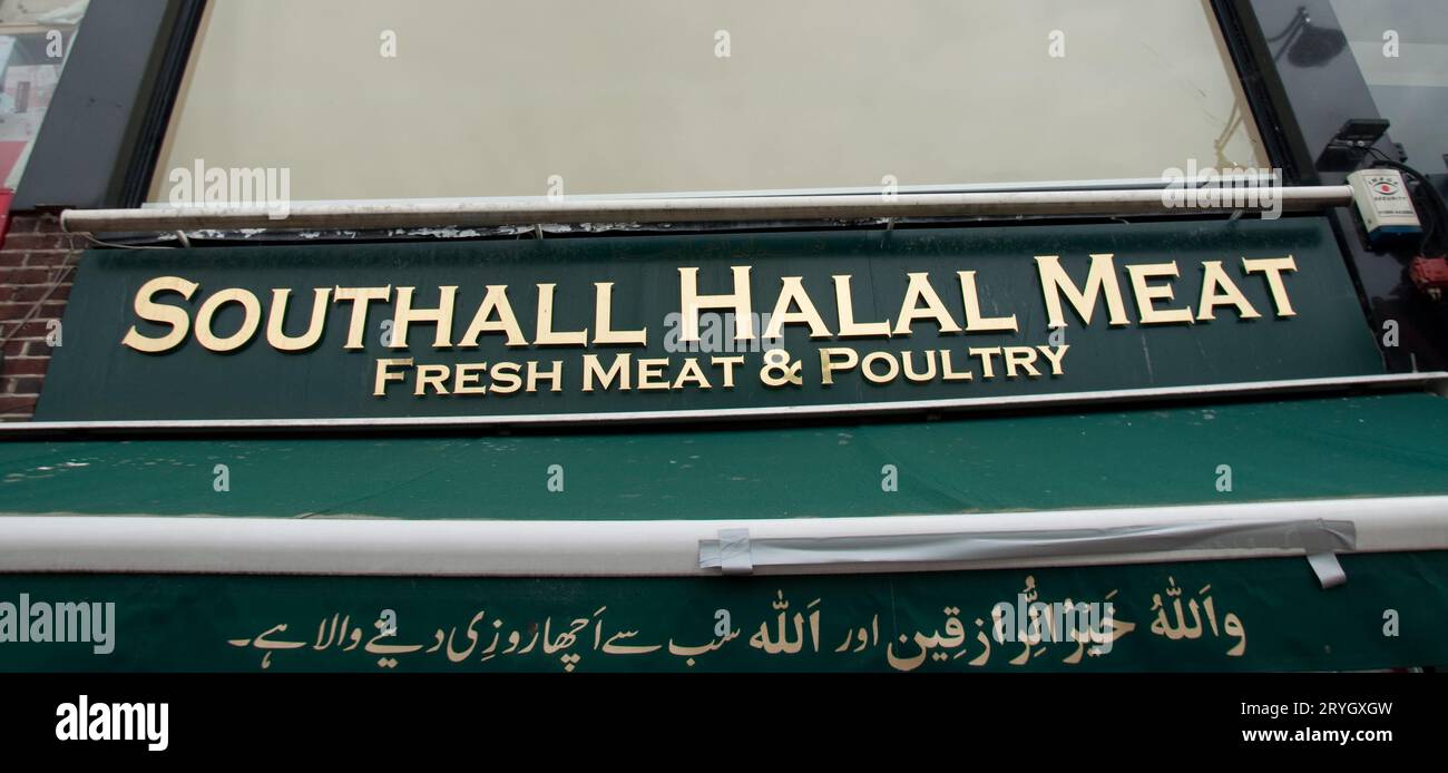 Southall Halal Meat (Frischfleisch und Geflügel), Southall, London, UK Stockfoto