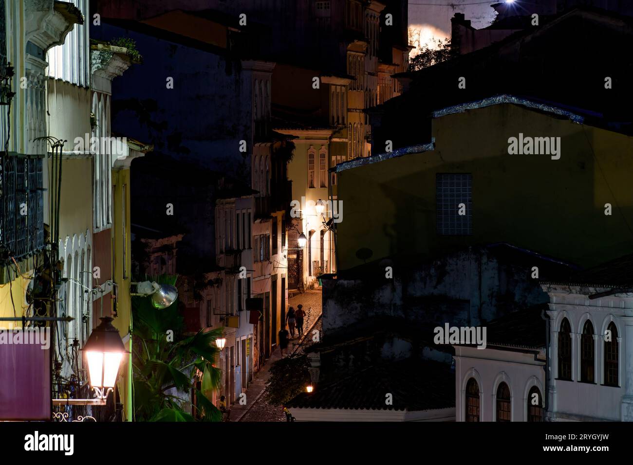 Straßen und Häuser des Bezirks Pelourinho Stockfoto