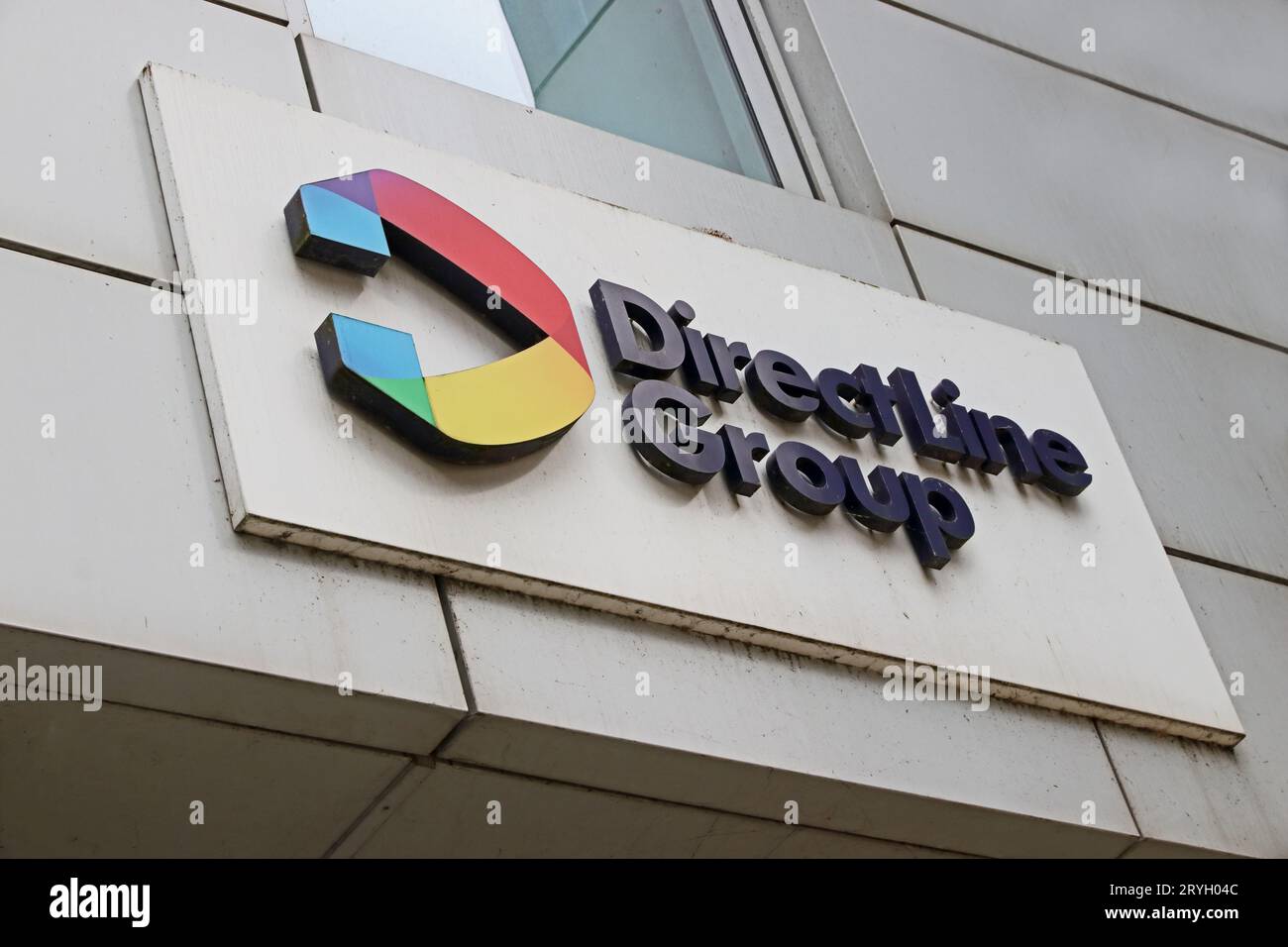 Melden Sie sich an der Hauptniederlassung der Direct Line Group, Leeds, an Stockfoto