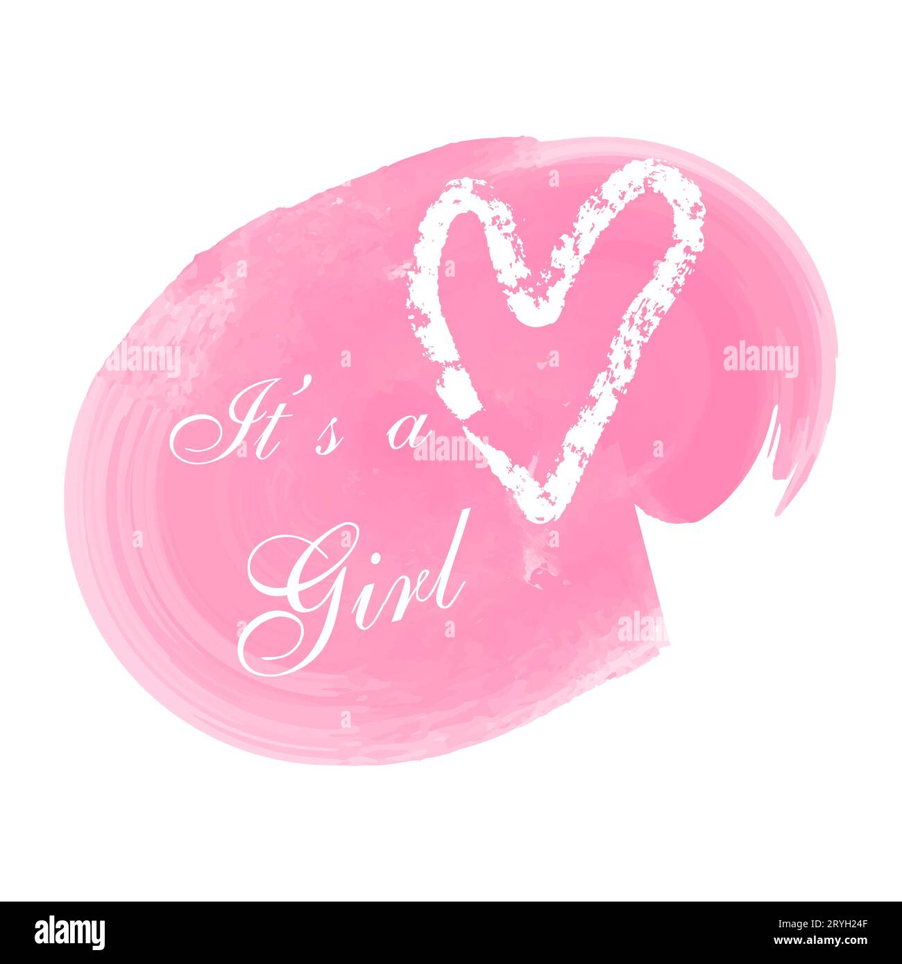 Vektor-Grußkarte. Babyduschkarte. Designelement für die Ansagekarte für Babys. Es ist ein Mädchen-Schriftzug. Stock Vektor