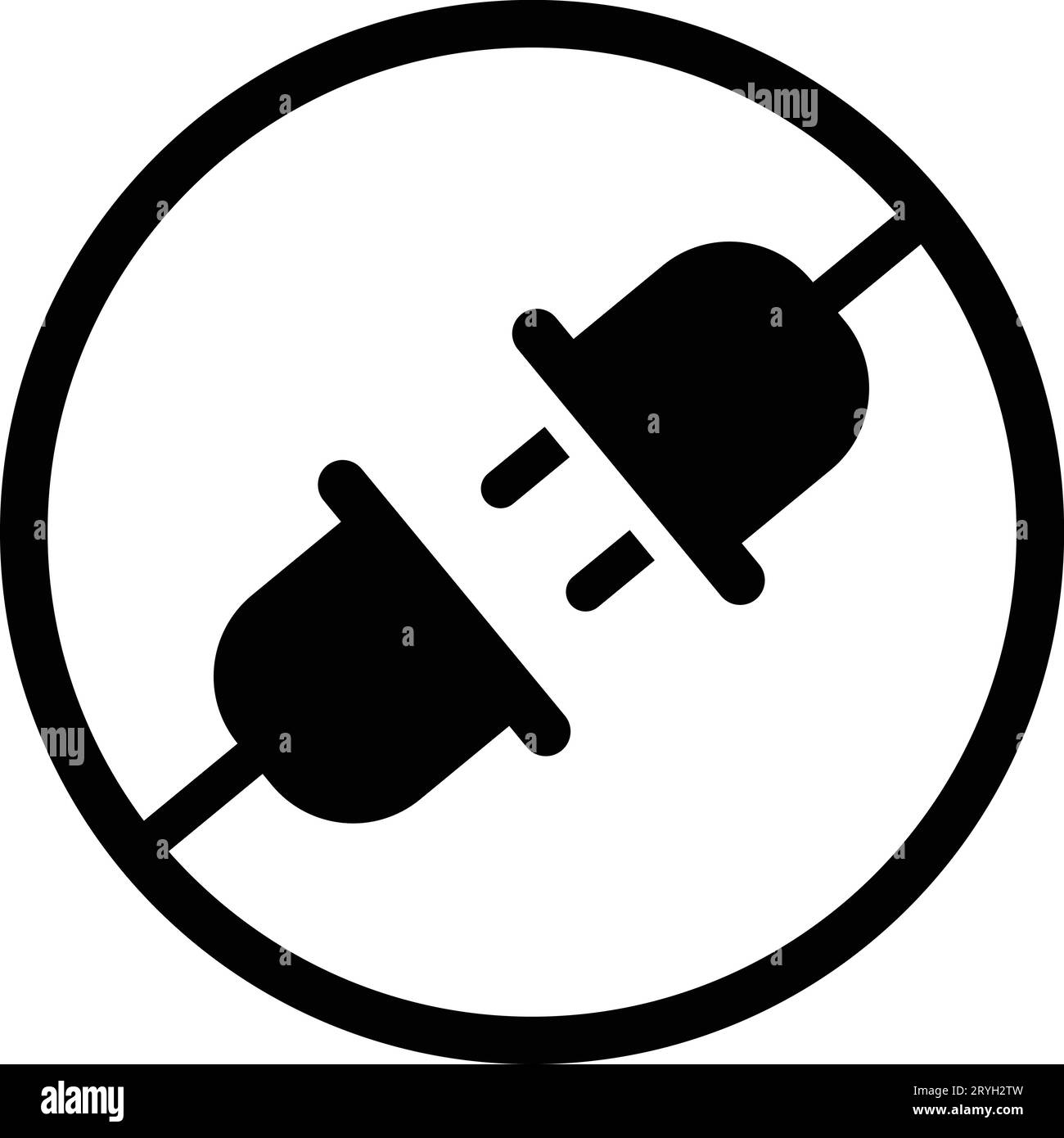 Symbol für elektrischen Stecker. Symbol für Elektrizität und Energie. Verbindungs- und Trennungskonzept. Konzept der Fehlerverbindung 404. Steckdose ausgesteckt. Wir Stock Vektor