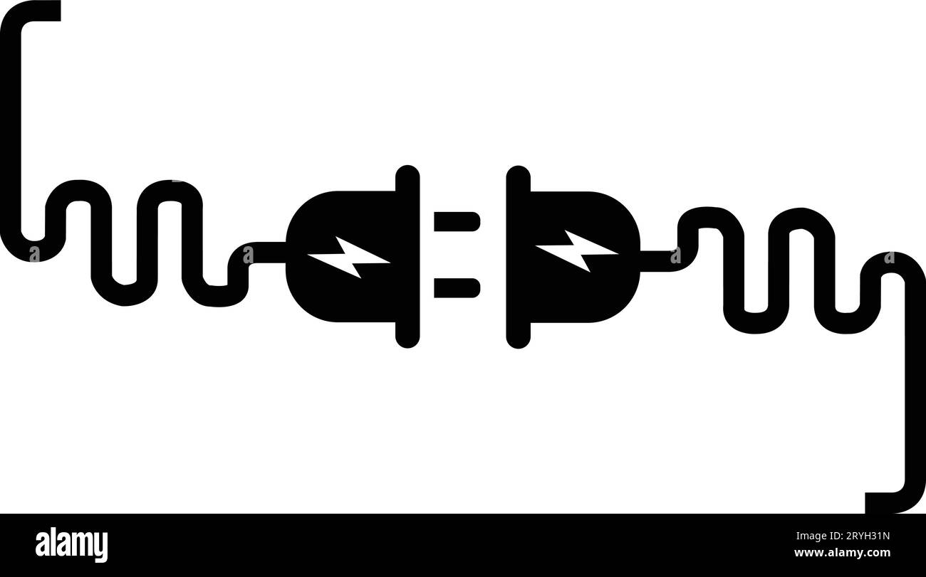 Symbol für elektrischen Stecker. Symbol für Elektrizität und Energie. Verbindungs- und Trennungskonzept. Konzept der Fehlerverbindung 404. Steckdose ausgesteckt. Wir Stock Vektor