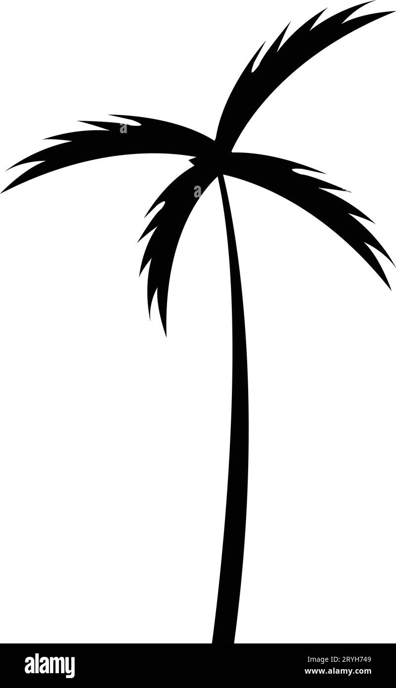 Tropische Palme und Blattsilhouette. Schwarze Palme. Gestaltung von Palmen für Plakate, Banner sowie Werbe- und Dekorationsartikel. Vektor Stock Vektor