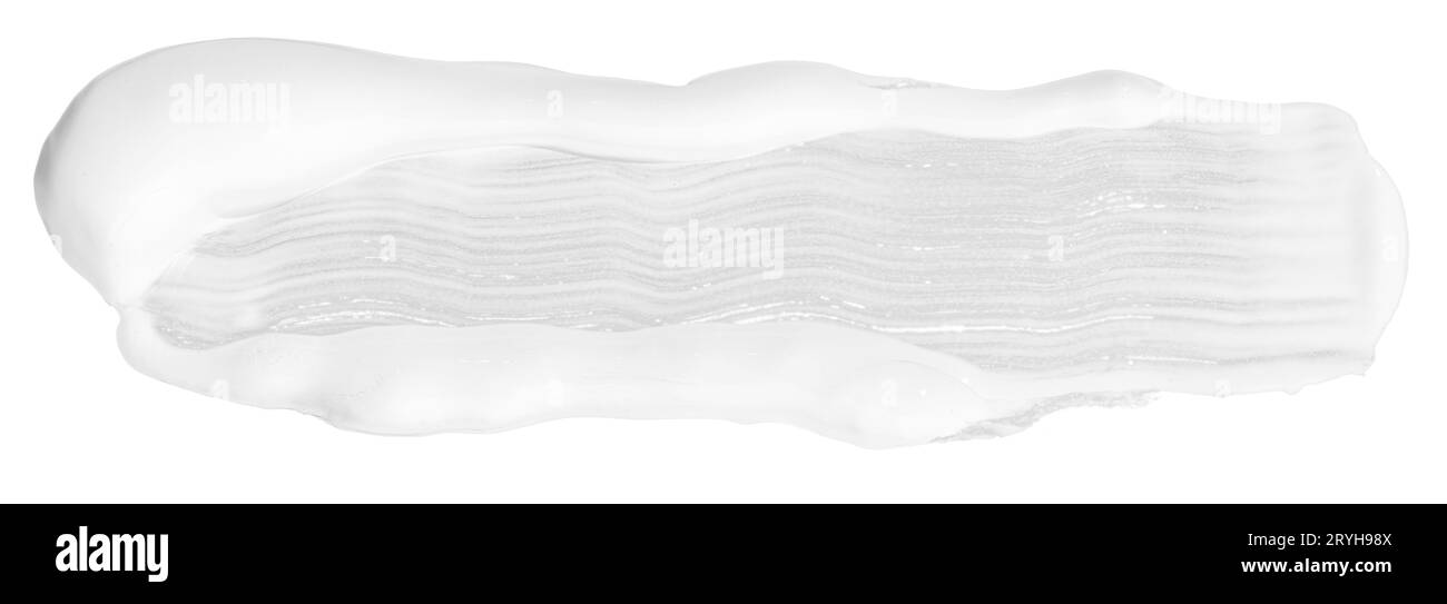 Weißer Malpinsel - Kontur isoliert auf weißem Hintergrund. Acrylfarbe Stockfoto