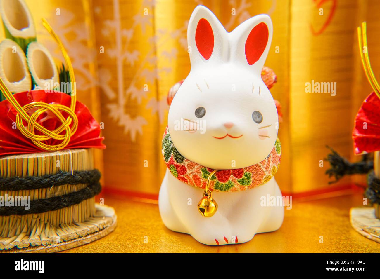 Material für Neujahr mit Kaninchen (Neujahrskarte) Stockfoto
