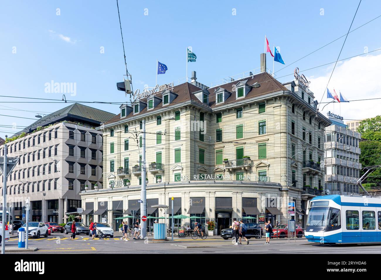 Historisches Central Plaza Hotel, Central Plaza, Altstadt, Stadt Zürich, Zürich, Schweiz Stockfoto