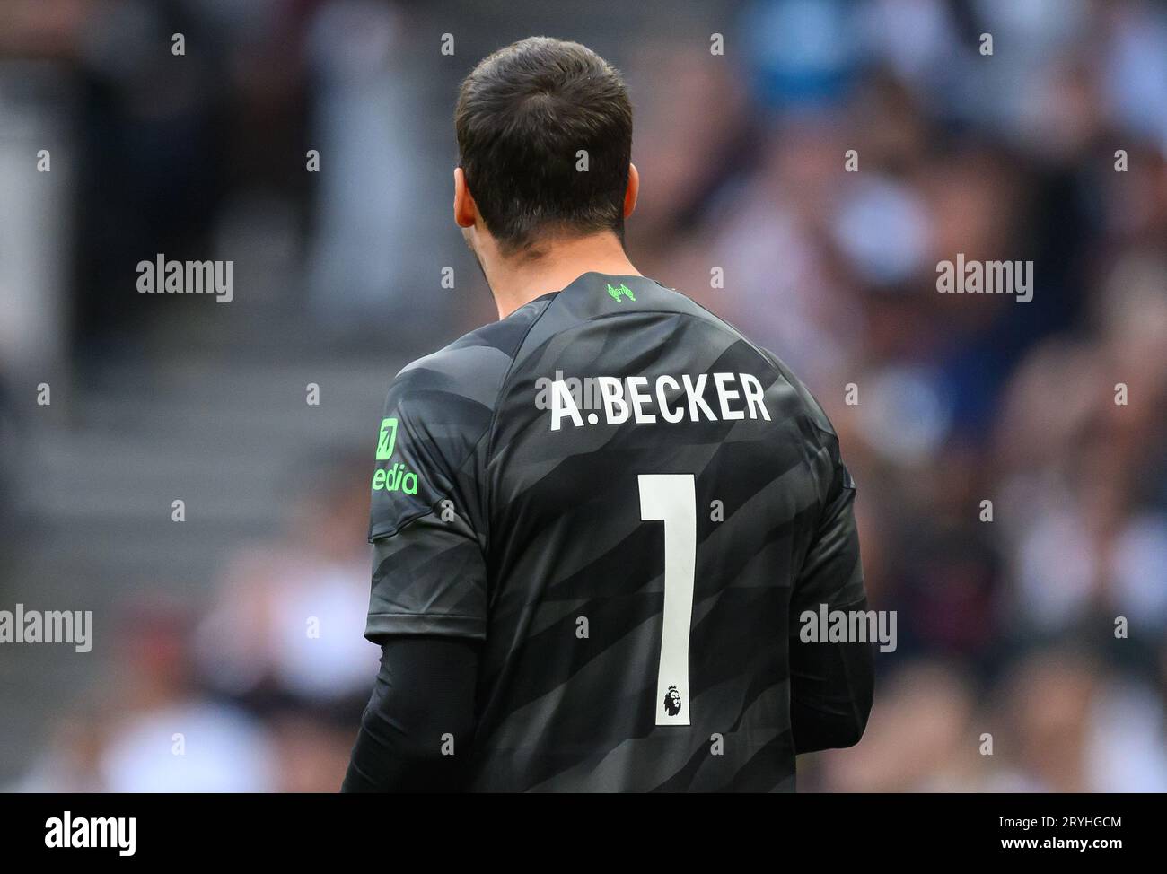 London, Großbritannien. 30. September 2023 - Tottenham Hotspur gegen Liverpool - Premier League - Tottenham Hotspur Stadium. Alisson Becker aus Liverpool im Spiel gegen Tottenham. Bildnachweis: Mark Pain / Alamy Live News Stockfoto