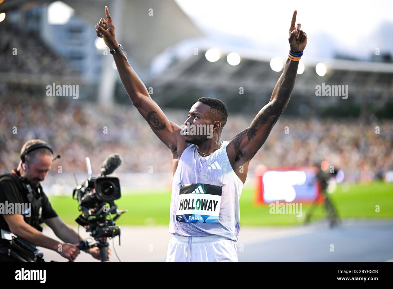 Stanley Grant Holloway (110 Meter Hürden) aus den USA während des Treffens der Paris Wanda Diamond League 2023 Leichtathletik am 9. Juni 2023 im Charlety Stadion in Paris, Frankreich. Foto Victor Joly/DPPI Stockfoto