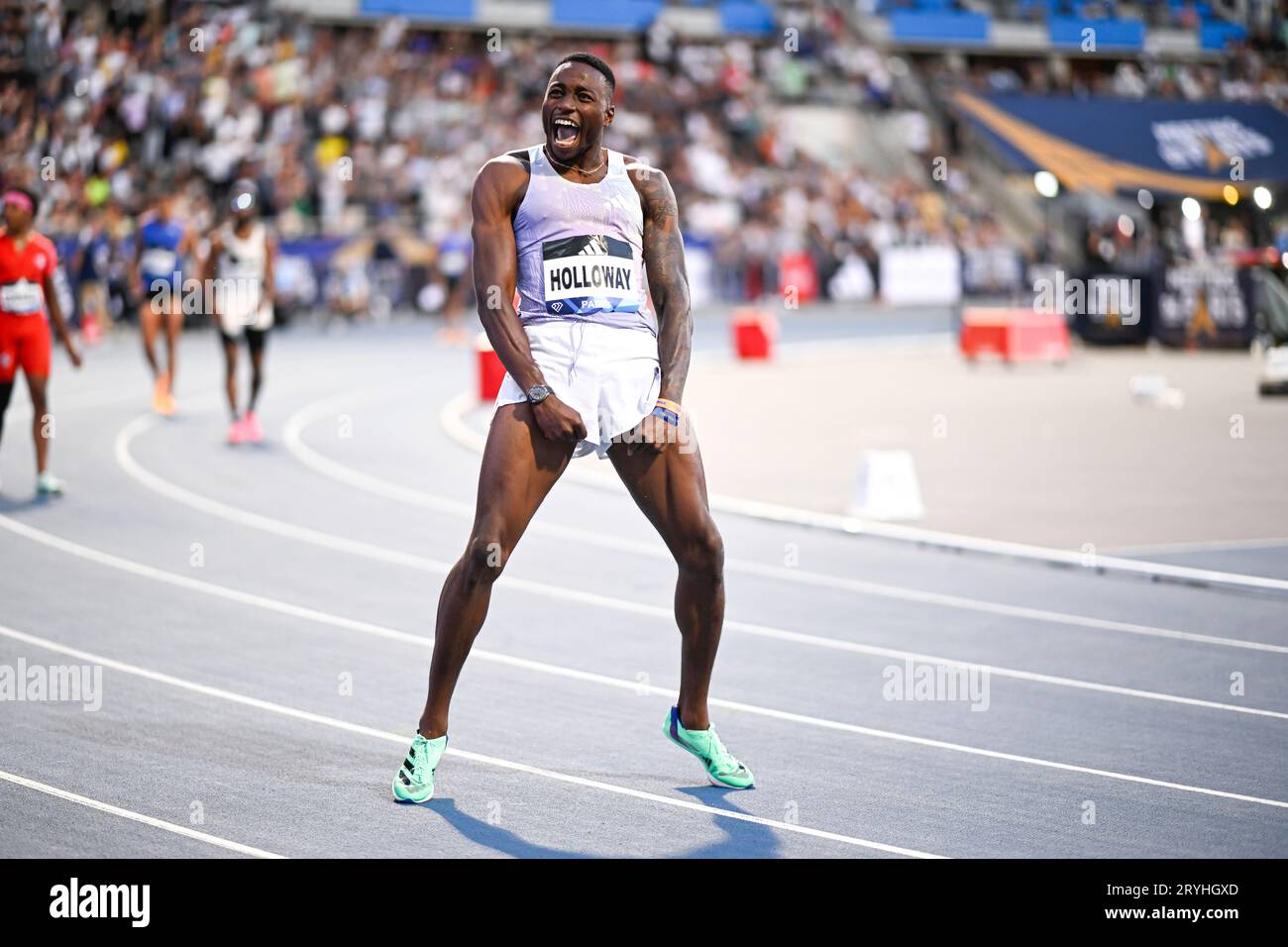 Stanley Grant Holloway (110 Meter Hürden) aus den USA während des Treffens der Paris Wanda Diamond League 2023 Leichtathletik am 9. Juni 2023 im Charlety Stadion in Paris, Frankreich. Foto Victor Joly/DPPI Stockfoto