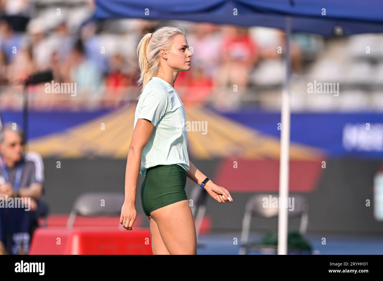 Yuliia Yuliya Levchenko aus der Ukraine während des Treffens der Pariser Wanda Diamond League 2023 Leichtathletikveranstaltung am 9. Juni 2023 im Charlety-Stadion in Paris, Frankreich. Foto Victor Joly/DPPI Stockfoto
