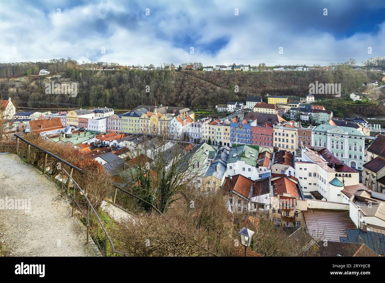 Blick auf Burghausen, Deutschland Stockfoto