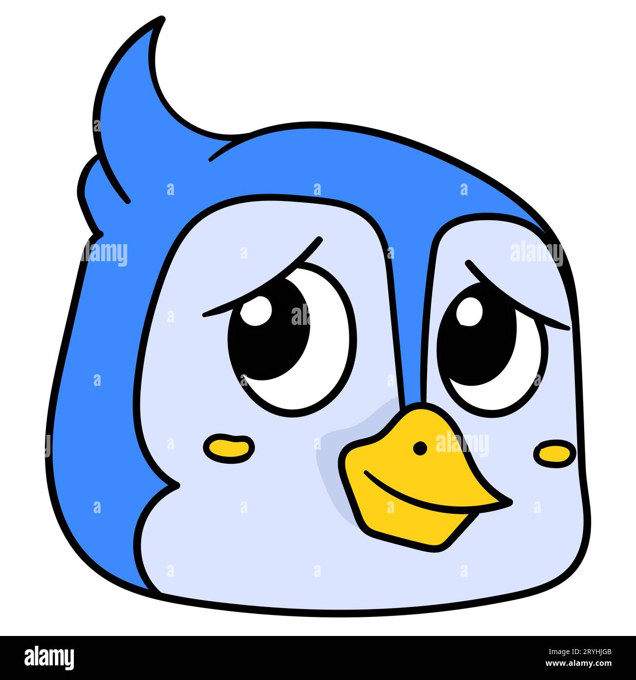 Der Kopfpinguin wurde vor Peinlichkeit in der Liebe gerötet, Vektorillustration Karton Emoticon Stockfoto