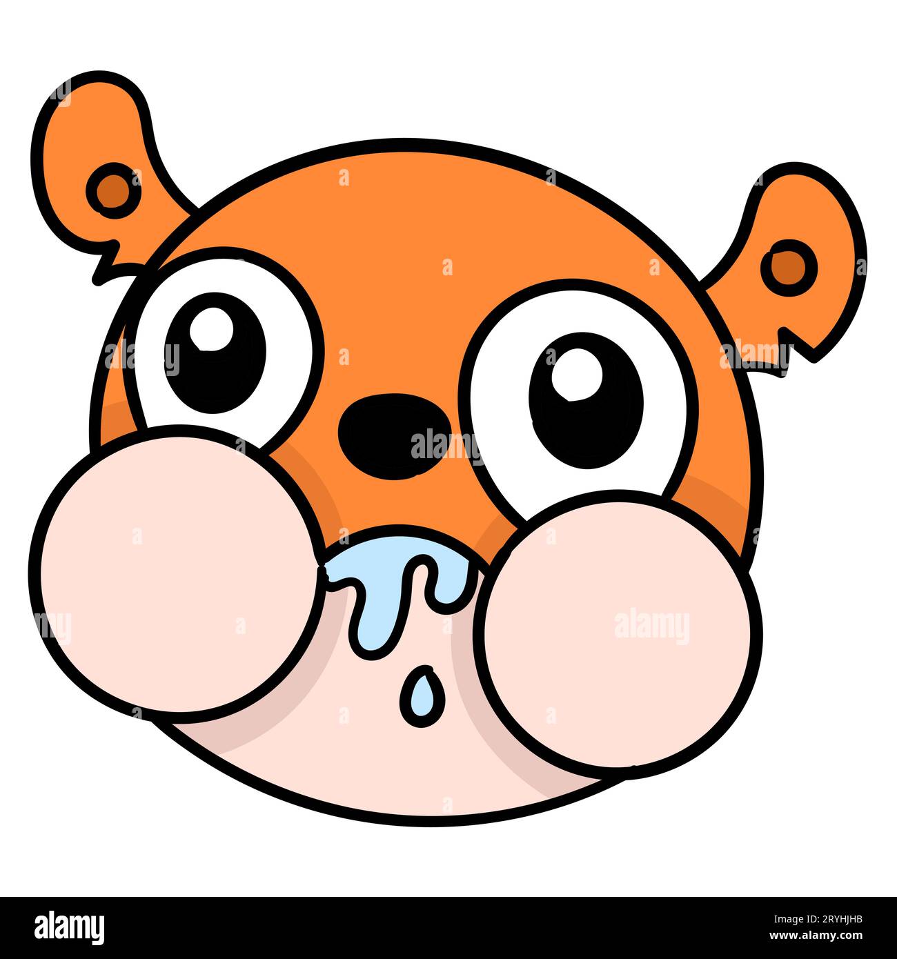 Gieriger molliger Wieselkopf, Vektorillustration Karton Emoticon. Zeichnung mit Doodle-Symbol Stockfoto