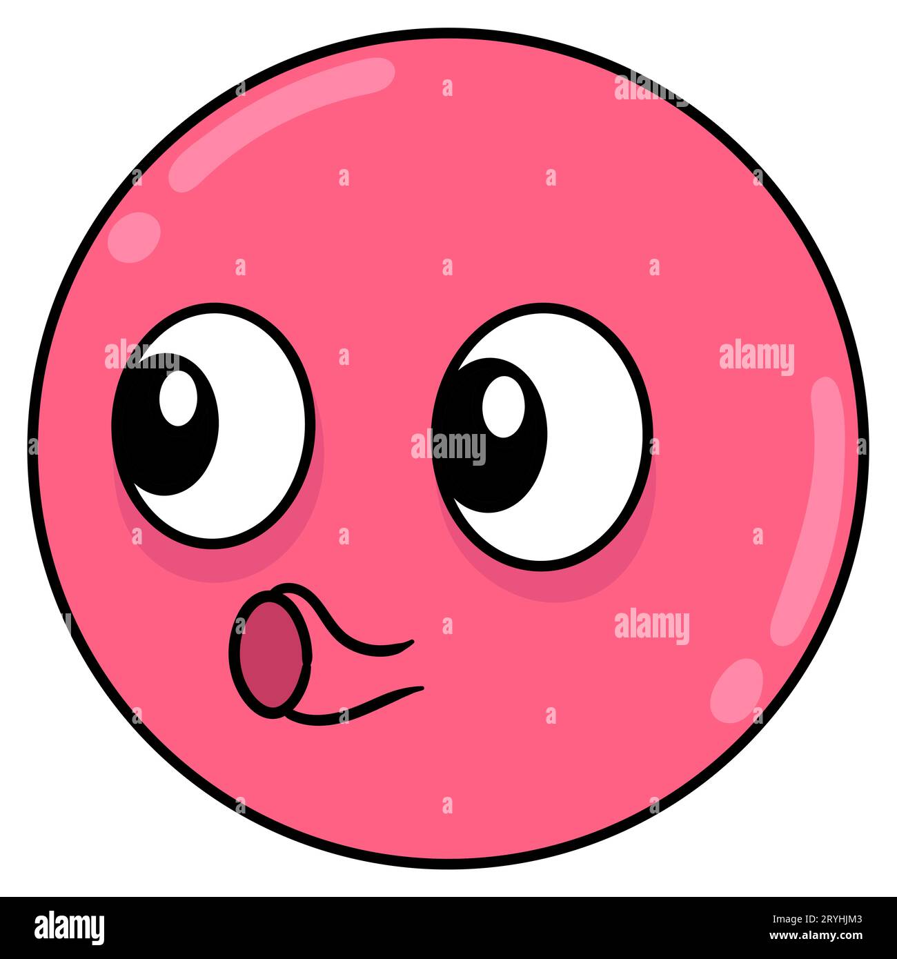 Rosafarbener Kugelkopf mit Lippen, Vektorillustration Karton Emoticon. Zeichnung mit Doodle-Symbol Stockfoto